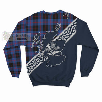 Maule Tartan Sweatshirt Featuring Thistle and Scotland Map