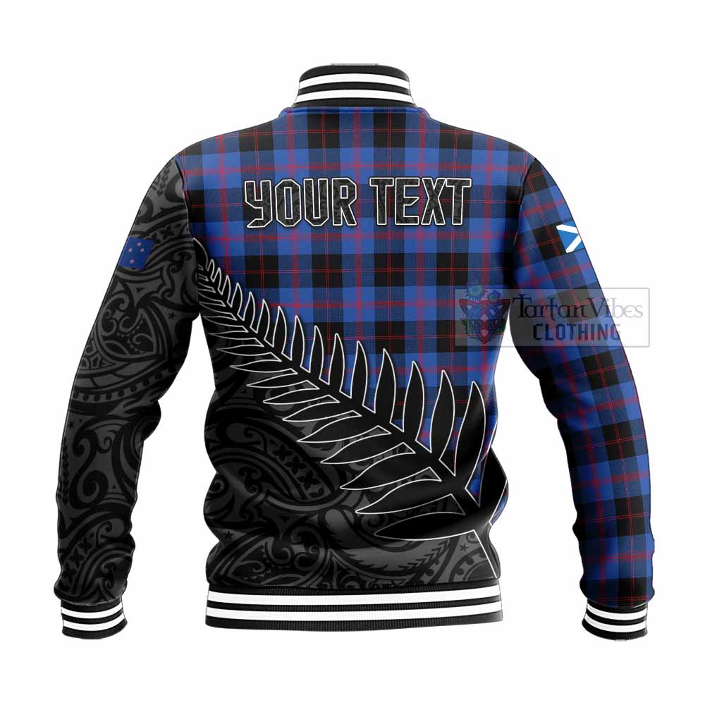 Tartan Vibes Clothing Maule Crest Tartan Baseball Jacket with New Zealand Silver Fern Half Style