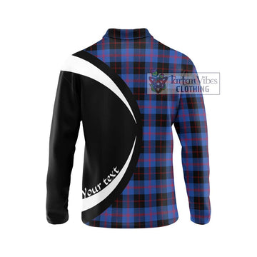 Maule Tartan Long Sleeve Polo Shirt with Family Crest Circle Style