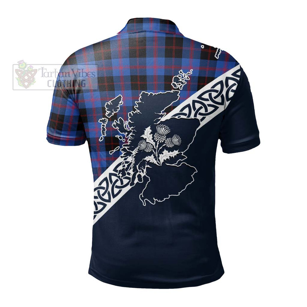 Maule Tartan Polo Shirt Featuring Thistle and Scotland Map