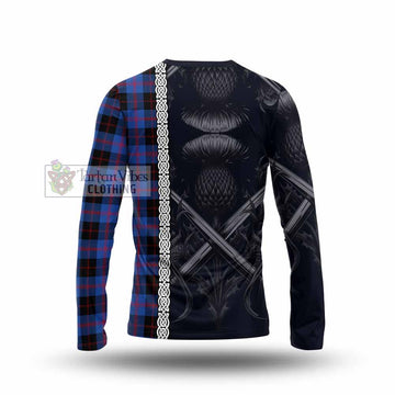 Maule Tartan Long Sleeve T-Shirt with Family Crest Cross Sword Thistle Celtic Vibes