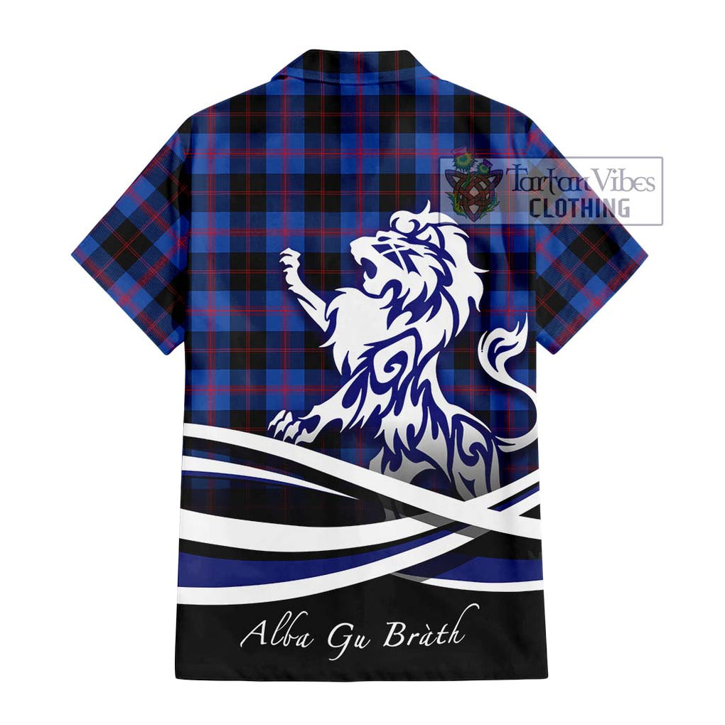 Maule Tartan Short Sleeve Button Shirt with Alba Gu Brath Regal Lion Emblem - Tartanvibesclothing Shop