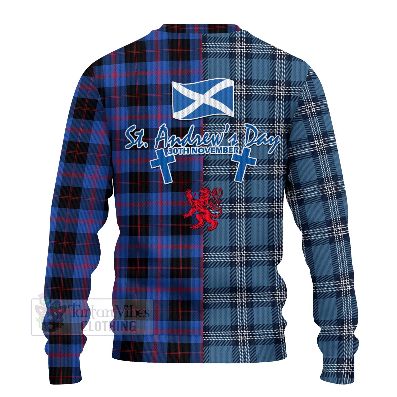 Tartan Vibes Clothing Maule Tartan Knitted Sweater Happy St. Andrew's Day Half Tartan Style