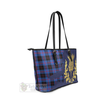 Maule Tartan Leather Tote Bag Gold Thistle Style - Tartan Vibes Clothing