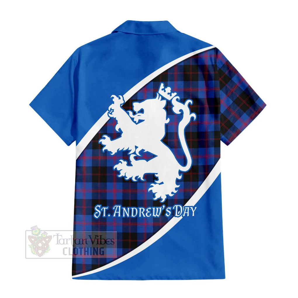 Tartan Vibes Clothing Maule Family Crest Tartan Short Sleeve Button Shirt Celebrate Saint Andrew's Day in Style