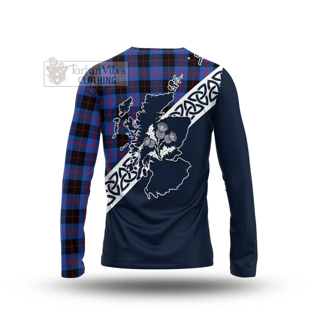 Tartan Vibes Clothing Maule Tartan Long Sleeve T-Shirt Featuring Thistle and Scotland Map