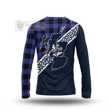 Maule Tartan Long Sleeve T-Shirt Featuring Thistle and Scotland Map