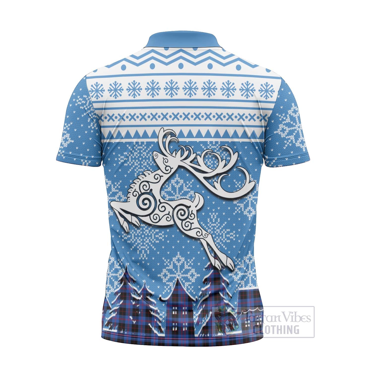 Tartan Vibes Clothing Maule Clan Christmas Zipper Polo Shirt Celtic Reindeer Style