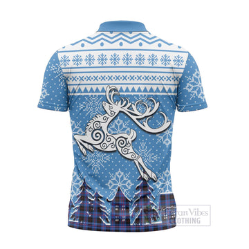 Maule Clan Christmas Zipper Polo Shirt Celtic Reindeer Style