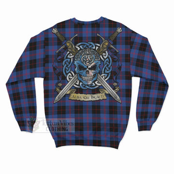 Maule Tartan Sweatshirt with Family Crest Celtic Skull Style