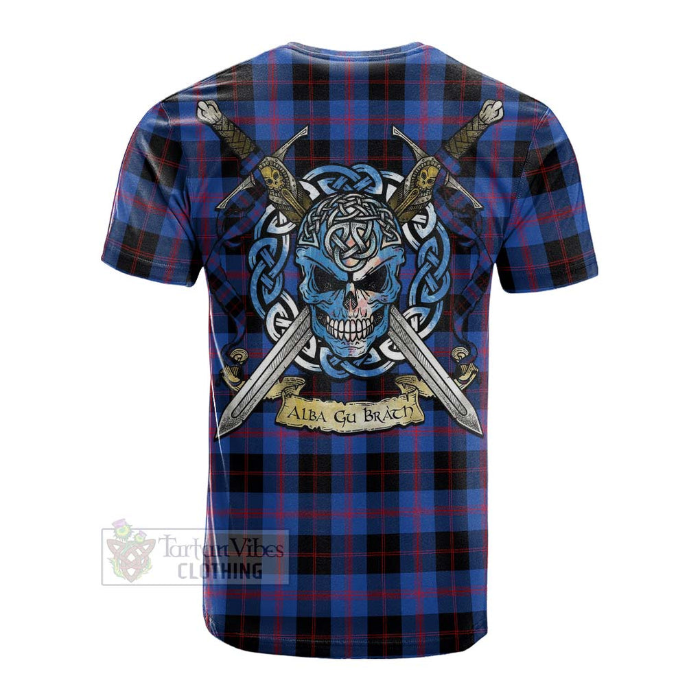 Tartan Vibes Clothing Maule Tartan Cotton T-shirt with Family Crest Celtic Skull Style