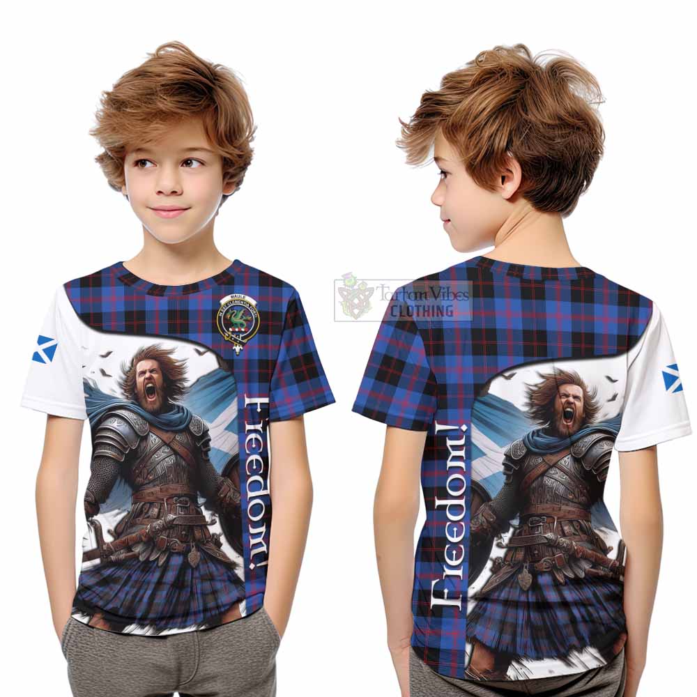 Tartan Vibes Clothing Maule Crest Tartan Kid T-Shirt Inspired by the Freedom of Scottish Warrior