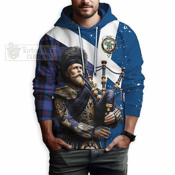 Maule Tartan Hoodie with Family Crest Scottish Bagpiper Vibes