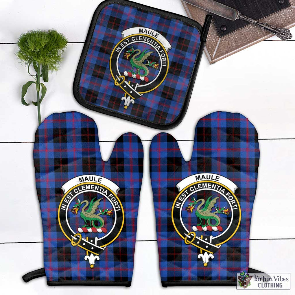 Maule Tartan Combo Oven Mitt & Pot-Holder with Family Crest Black - Tartan Vibes Clothing
