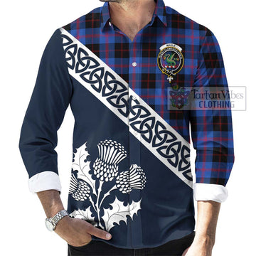 Maule Tartan Long Sleeve Button Shirt Featuring Thistle and Scotland Map