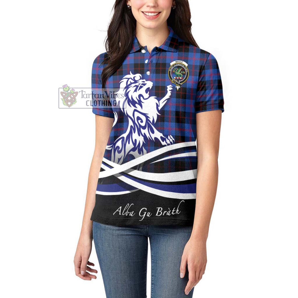 Maule Tartan Women's Polo Shirt with Alba Gu Brath Regal Lion Emblem - Tartanvibesclothing Shop