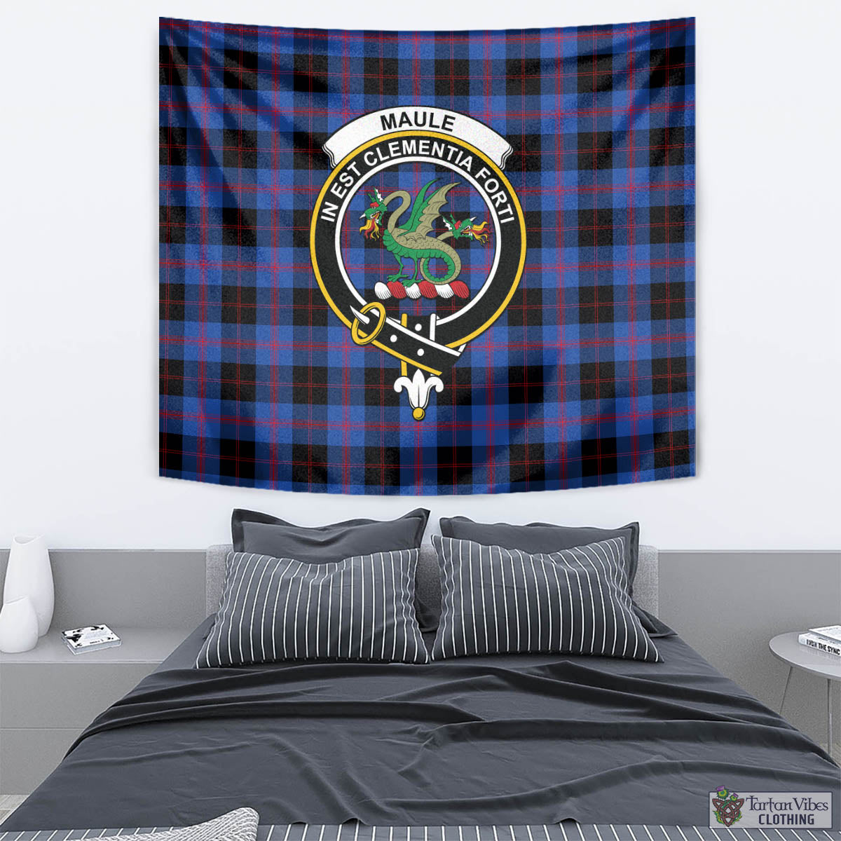 Tartan Vibes Clothing Maule Tartan Tapestry Wall Hanging and Home Decor for Room with Family Crest