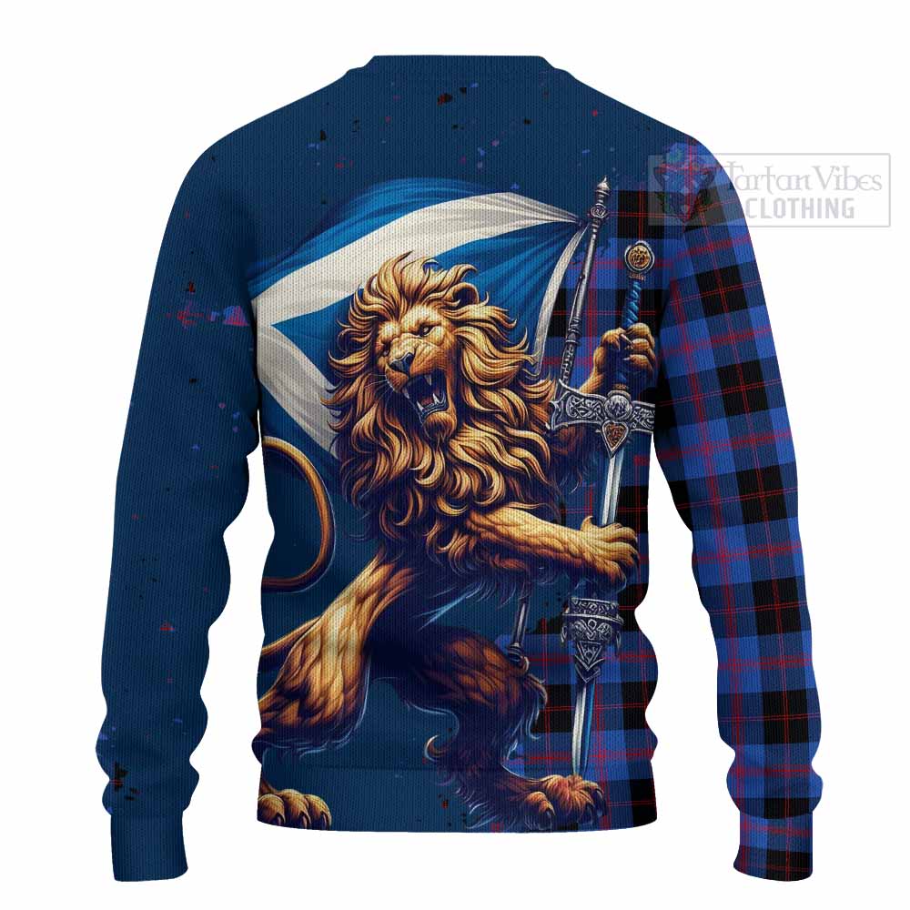 Tartan Vibes Clothing Maule Tartan Family Crest Knitted Sweater with Scottish Majestic Lion