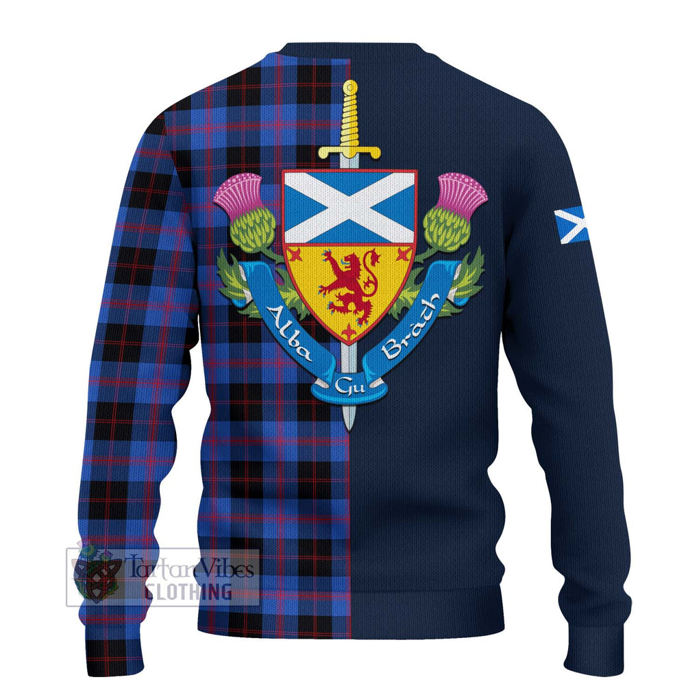 Tartan Vibes Clothing Maule Tartan Knitted Sweater with Scottish Lion Royal Arm Half Style