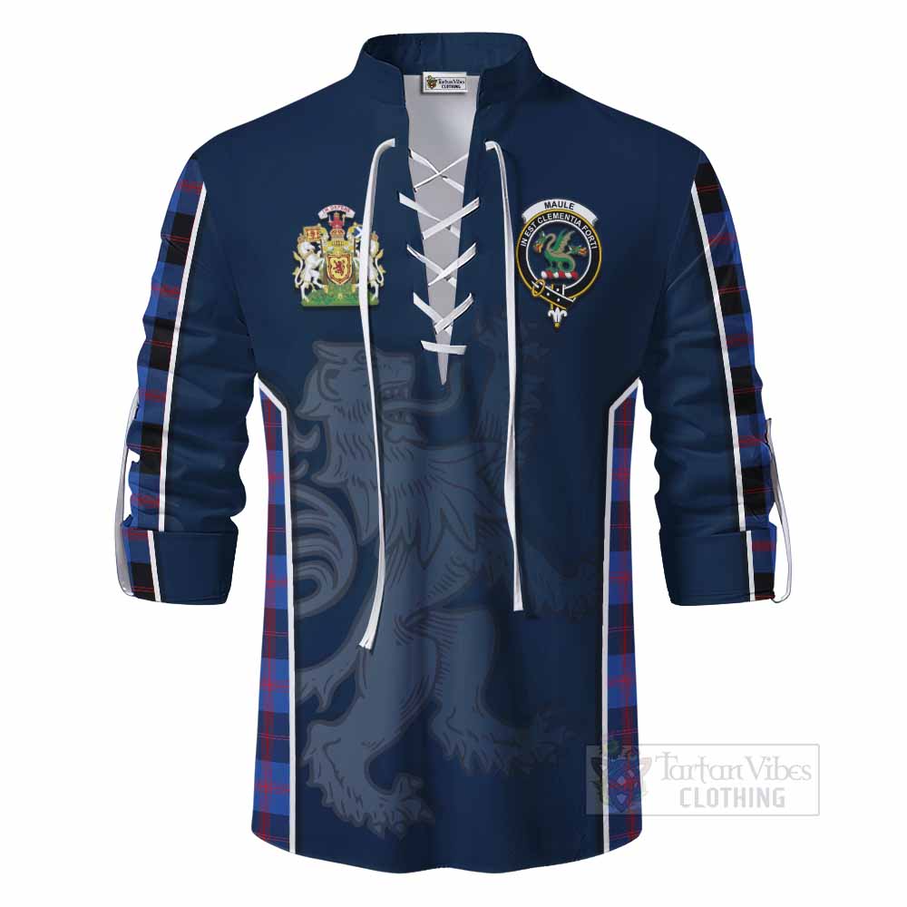 Tartan Vibes Clothing Maule Tartan Ghillie Kilt Shirt with Family Crest and Lion Rampant Vibes Sport Style