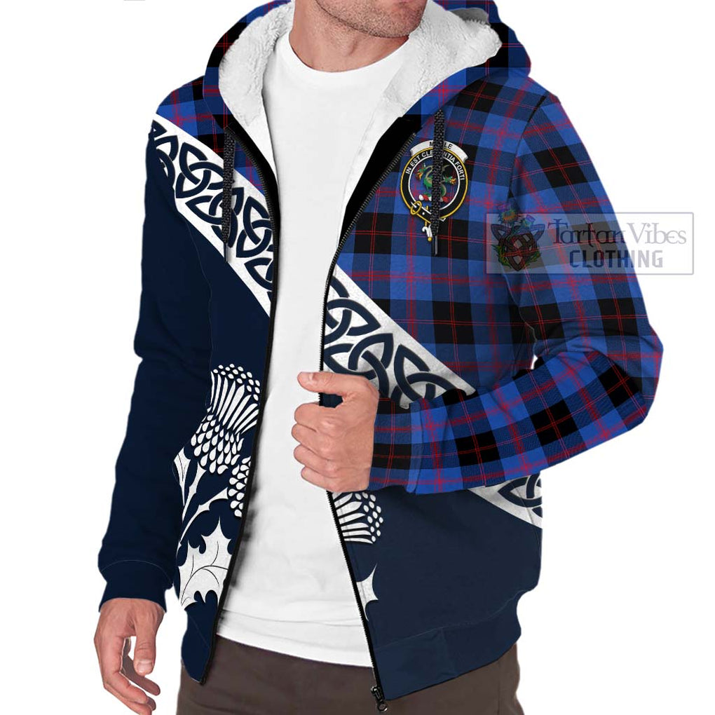 Tartan Vibes Clothing Maule Tartan Sherpa Hoodie Featuring Thistle and Scotland Map