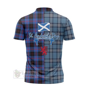 Maule Tartan Zipper Polo Shirt Happy St. Andrew's Day Half Tartan Style