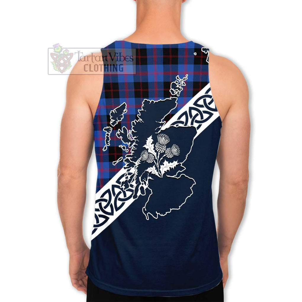 Tartan Vibes Clothing Maule Tartan Men's Tank Top Featuring Thistle and Scotland Map