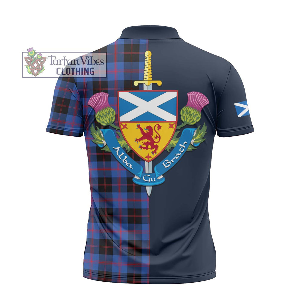 Tartan Vibes Clothing Maule Tartan Zipper Polo Shirt with Scottish Lion Royal Arm Half Style