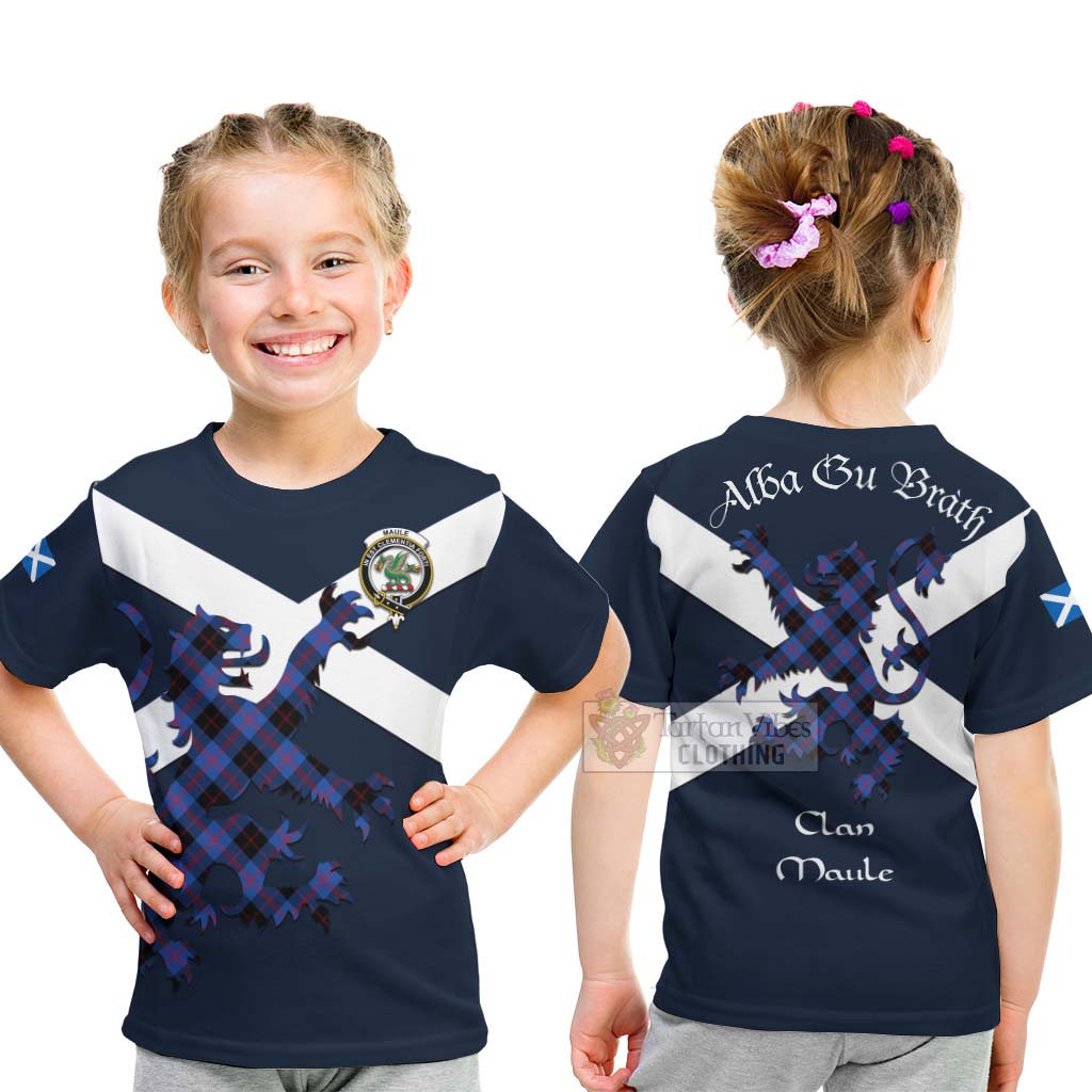 Tartan Vibes Clothing Maule Tartan Lion Rampant Kid T-Shirt – Proudly Display Your Heritage with Alba Gu Brath and Clan Name