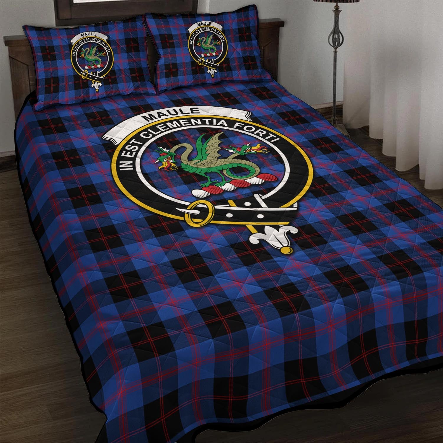 Maule Tartan Quilt Bed Set with Family Crest - Tartan Vibes Clothing