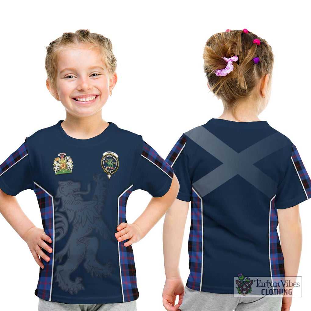 Maule Tartan Kid T-Shirt with Family Crest and Lion Rampant Vibes Sport Style - Tartan Vibes Clothing