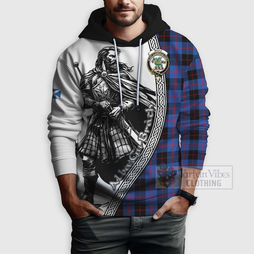 Tartan Vibes Clothing Maule Tartan Clan Crest Hoodie with Highlander Warrior Celtic Style