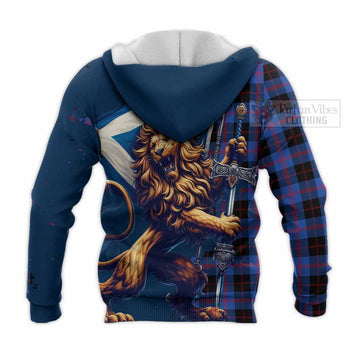 Maule Tartan Family Crest Knitted Hoodie with Scottish Majestic Lion