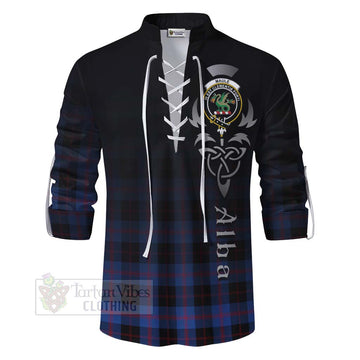 Maule Tartan Ghillie Kilt Shirt Featuring Alba Gu Brath Family Crest Celtic Inspired