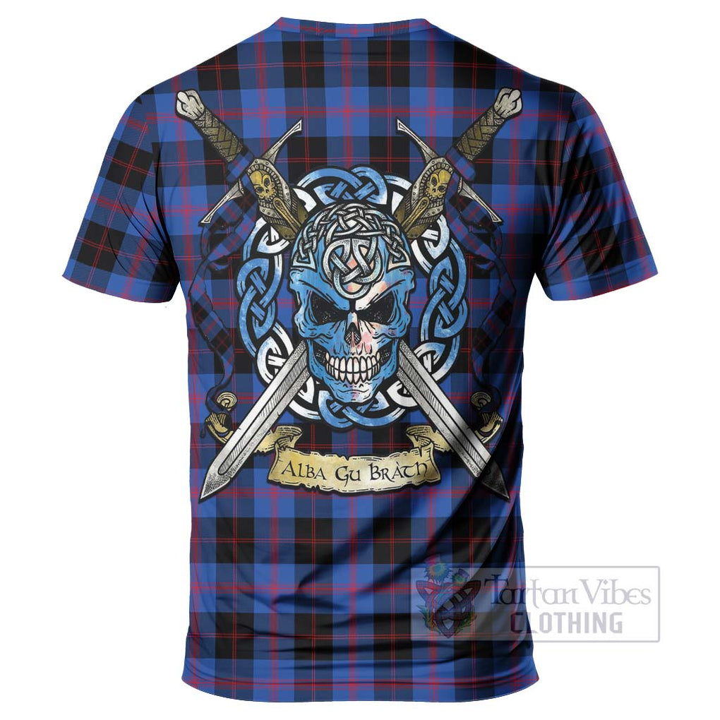 Tartan Vibes Clothing Maule Tartan T-Shirt with Family Crest Celtic Skull Style