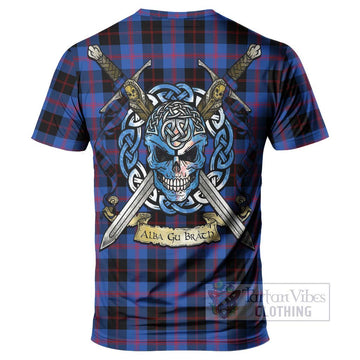 Maule Tartan T-Shirt with Family Crest Celtic Skull Style