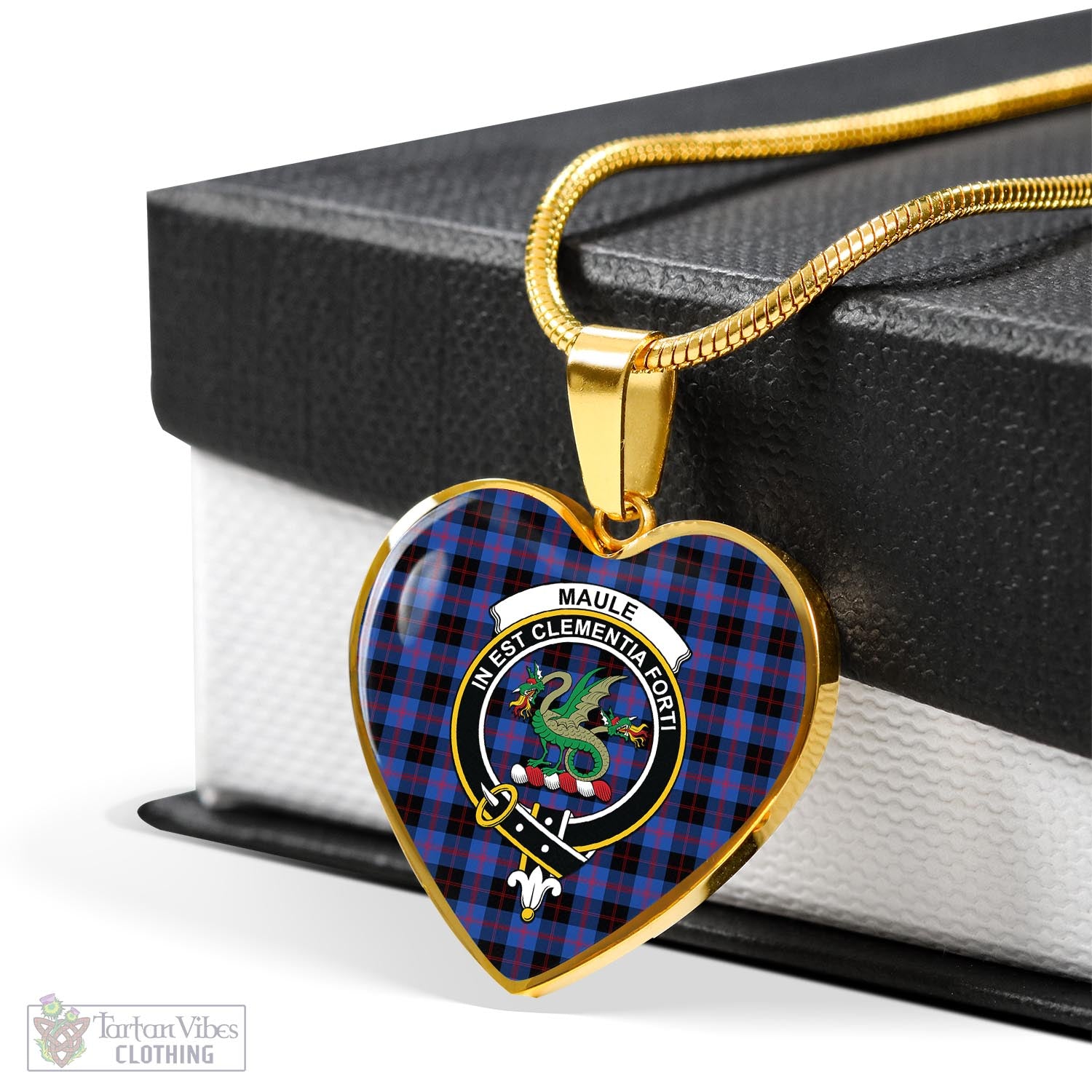 Tartan Vibes Clothing Maule Tartan Heart Necklace with Family Crest