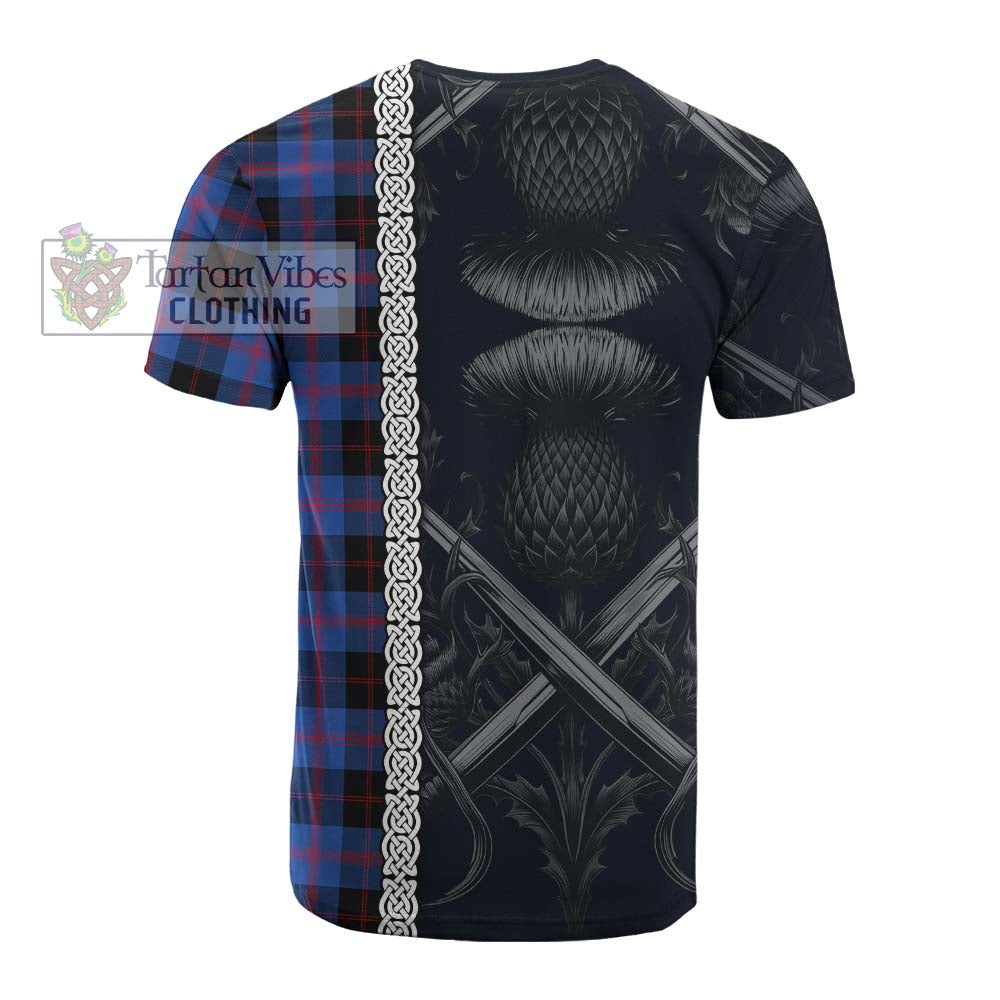 Tartan Vibes Clothing Maule Tartan Cotton T-shirt with Family Crest Cross Sword Thistle Celtic Vibes