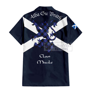 Maule Tartan Lion Rampant Short Sleeve Button Shirt  Proudly Display Your Heritage with Alba Gu Brath and Clan Name