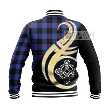 Maule Tartan Baseball Jacket with Family Crest and Celtic Symbol Style