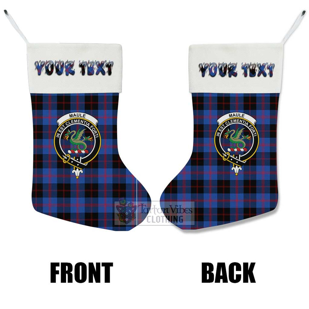 Maule Tartan Family Crest Christmas Stocking with Personalized Text - Tartan Vibes Clothing