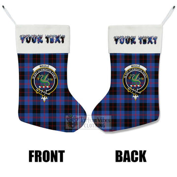 Maule Tartan Family Crest Christmas Stocking with Personalized Text