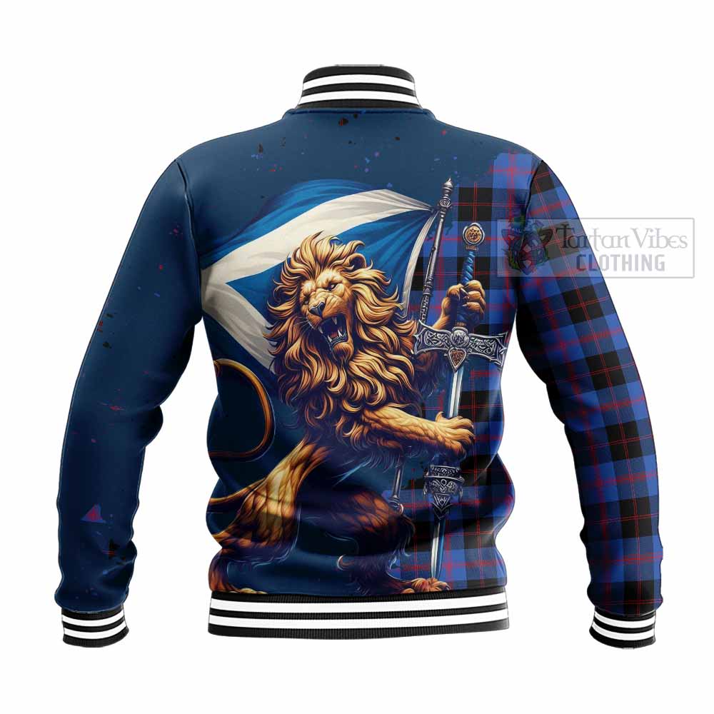 Tartan Vibes Clothing Maule Tartan Family Crest Baseball Jacket with Scottish Majestic Lion