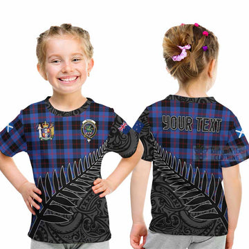 Maule Crest Tartan Kid T-Shirt with New Zealand Silver Fern Half Style