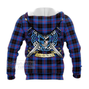 Maule Tartan Knitted Hoodie with Family Crest Celtic Skull Style