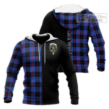 Maule Tartan Knitted Hoodie with Family Crest and Half Of Me Style