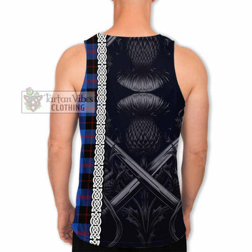 Maule Tartan Men's Tank Top with Family Crest Cross Sword Thistle Celtic Vibes