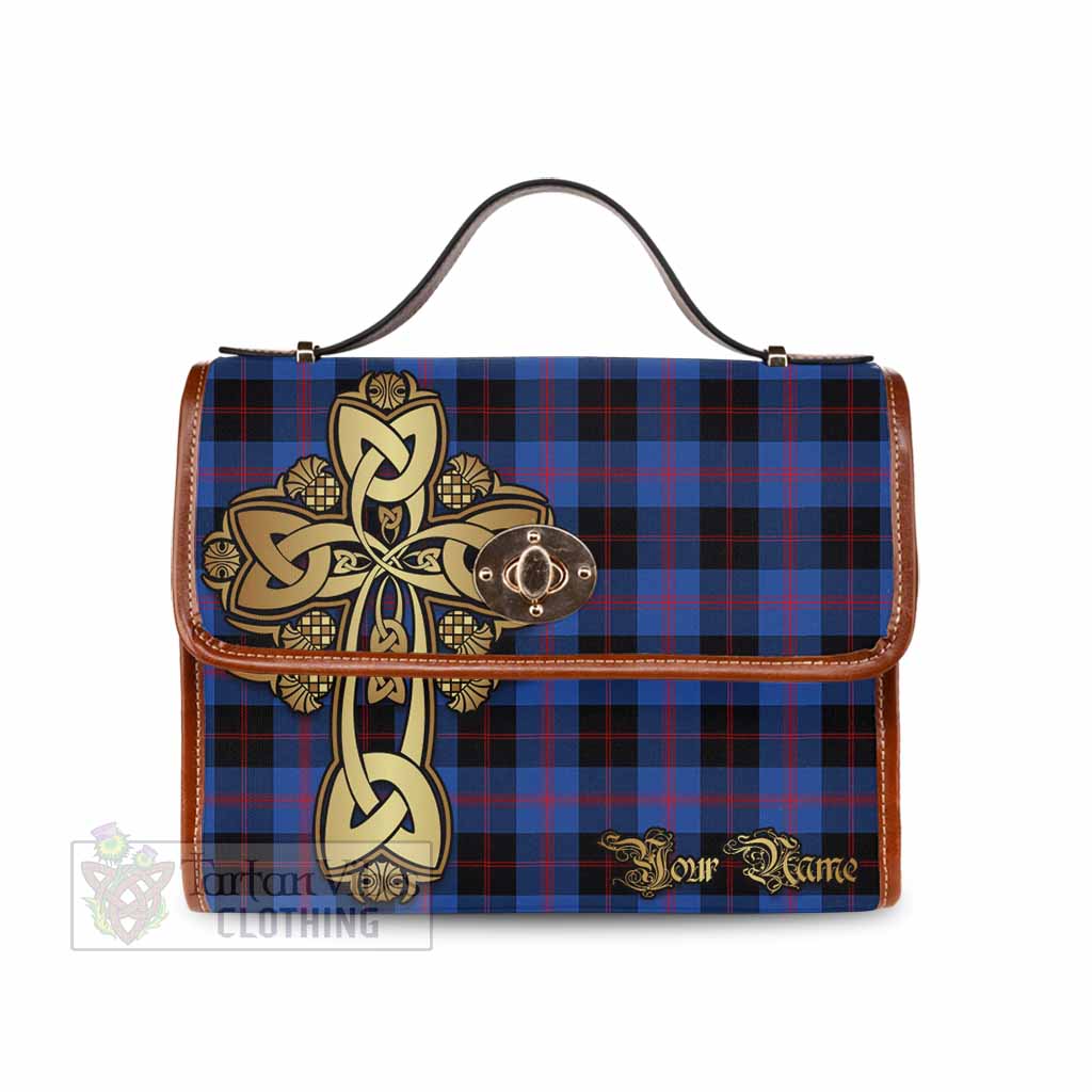 Tartan Vibes Clothing Maule Tartan Waterproof Canvas Bag Golden Thistle Celtic Cross Style