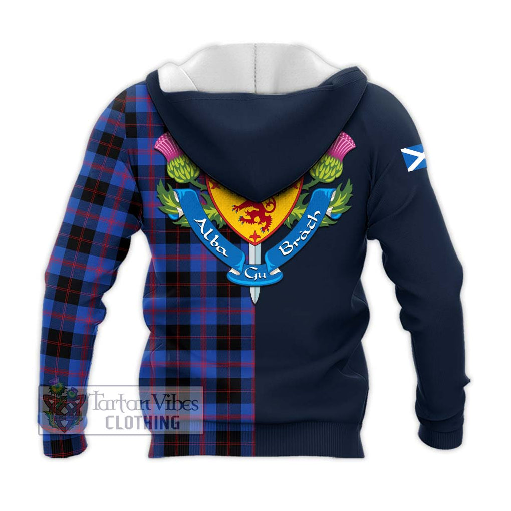 Tartan Vibes Clothing Maule Tartan Knitted Hoodie with Scottish Lion Royal Arm Half Style