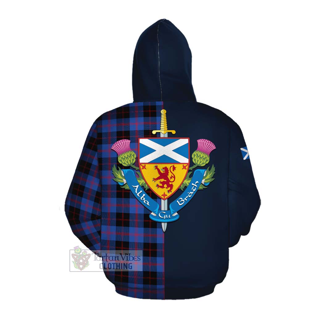 Tartan Vibes Clothing Maule Tartan Cotton Hoodie Alba with Scottish Lion Royal Arm Half Style